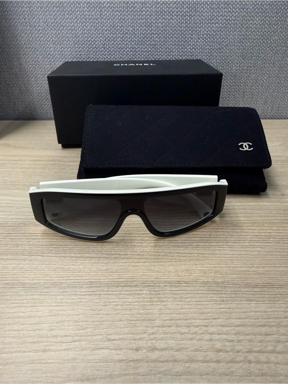 Chanel Shield Sunglasses in Black & White - Brand New, Never Worn!